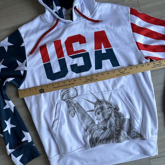 Greater Half‎ American Flag 4th Of July Hoodie Large Men’s Stars And Stripes - Picture 3 of 10